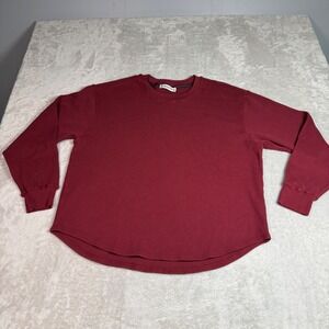 American Giant Womens Waffle Knit Thermal Long Sleeve Shirt Maroon XL USA Made